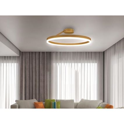 LED Stmívatelný přisazený lustr LED/40W/230V 3000-6500K zlatá + dálkové ovládání