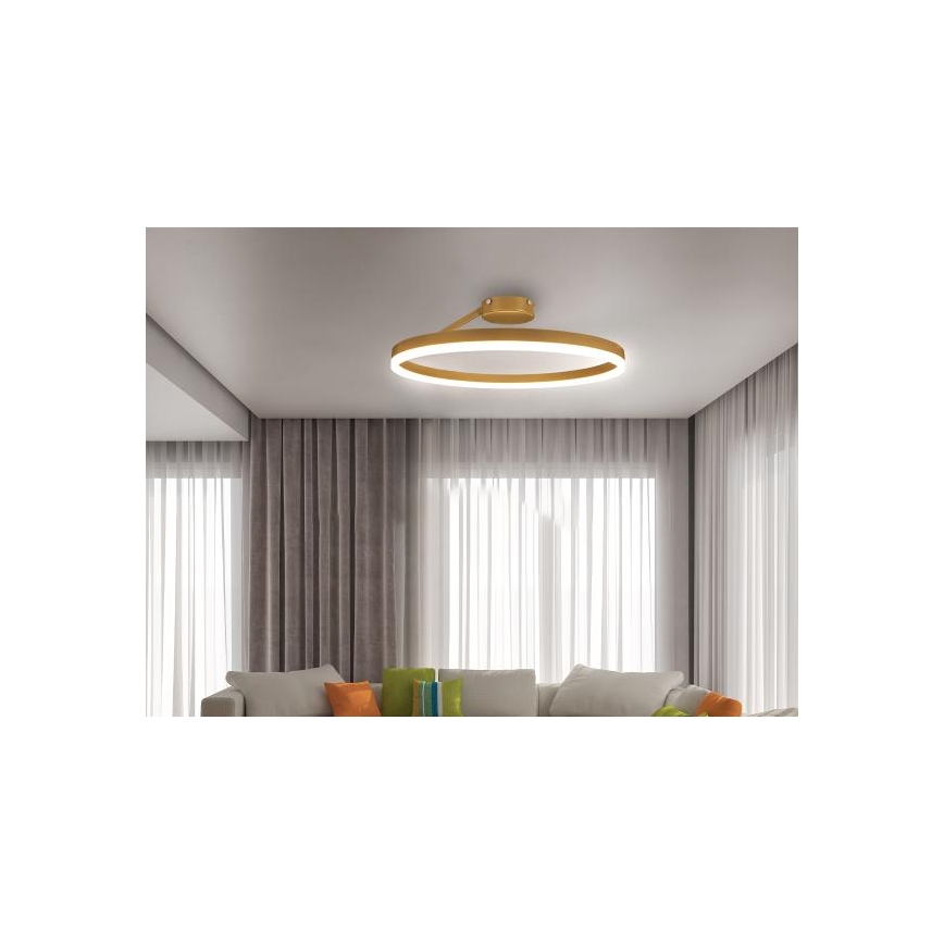 LED Stmívatelný přisazený lustr LED/40W/230V 3000-6500K zlatá + dálkové ovládání