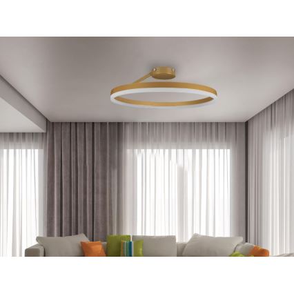 LED Stmívatelný přisazený lustr LED/40W/230V 3000-6500K zlatá + dálkové ovládání