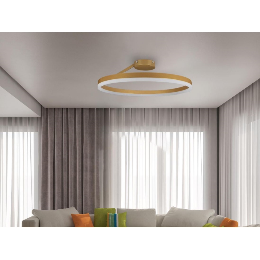 LED Stmívatelný přisazený lustr LED/40W/230V 3000-6500K zlatá + dálkové ovládání