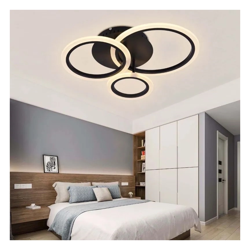 LED Stmívatelný přisazený lustr LED/40W/230V 3000-6500K černá + dálkové ovládání