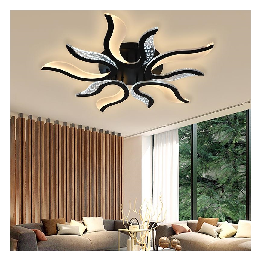 LED Stmívatelný přisazený lustr LED/65W/230V 3000-6500K černá + dálkové ovládání