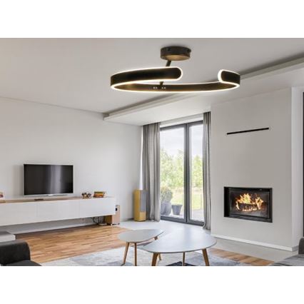 LED Stmívatelný přisazený lustr LED/72W/230V 3000-6500K černá + dálkové ovládání