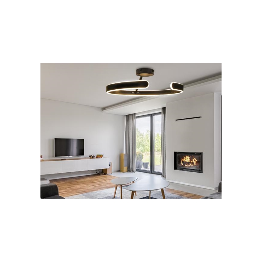 LED Stmívatelný přisazený lustr LED/72W/230V 3000-6500K černá + dálkové ovládání
