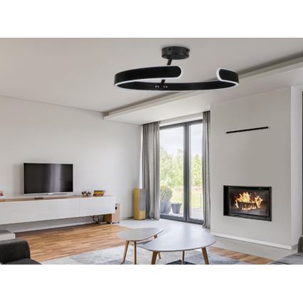 LED Stmívatelný přisazený lustr LED/72W/230V 3000-6500K černá + dálkové ovládání