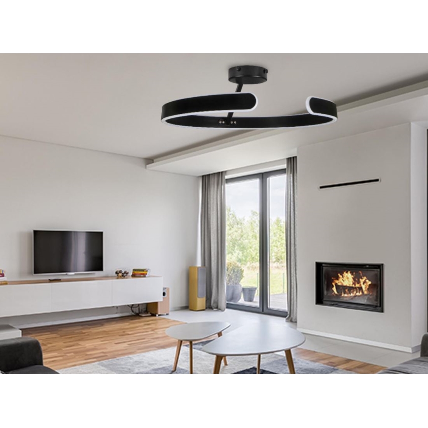 LED Stmívatelný přisazený lustr LED/72W/230V 3000-6500K černá + dálkové ovládání