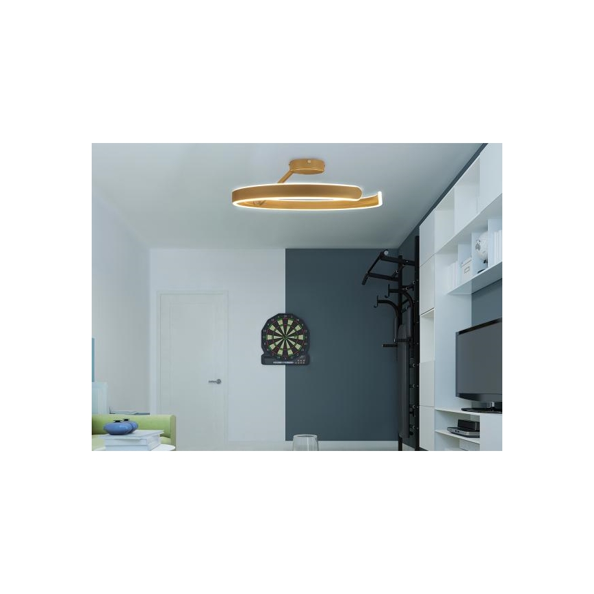 LED Stmívatelný přisazený lustr LED/72W/230V 3000-6500K zlatá + dálkové ovládání