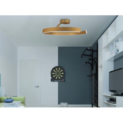 LED Stmívatelný přisazený lustr LED/72W/230V 3000-6500K zlatá + dálkové ovládání