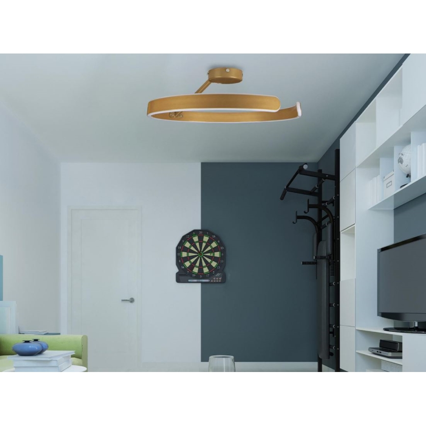 LED Stmívatelný přisazený lustr LED/72W/230V 3000-6500K zlatá + dálkové ovládání