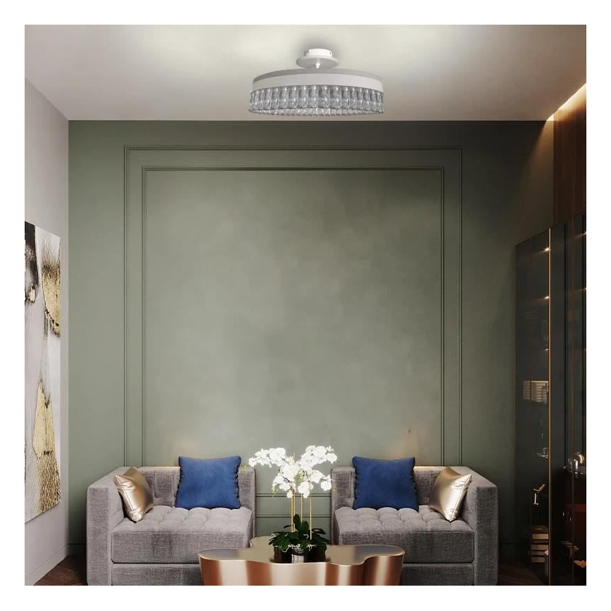 LED Stmívatelný křišťálový přisazený lustr LED/75W/230V 3000-6500K bílá + dálkové ovládání