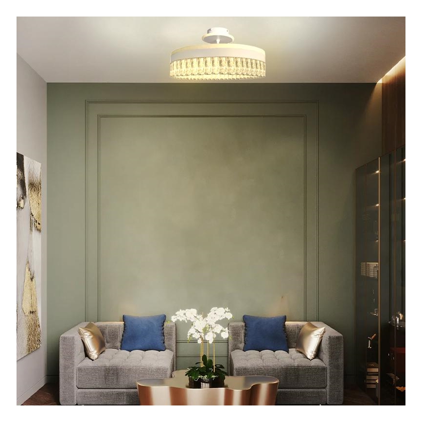 LED Stmívatelný křišťálový přisazený lustr LED/75W/230V 3000-6500K bílá + dálkové ovládání