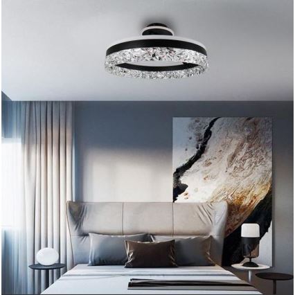 LED Stmívatelný přisazený lustr LED/86W/230V 3000-6500K černá + dálkové ovládání