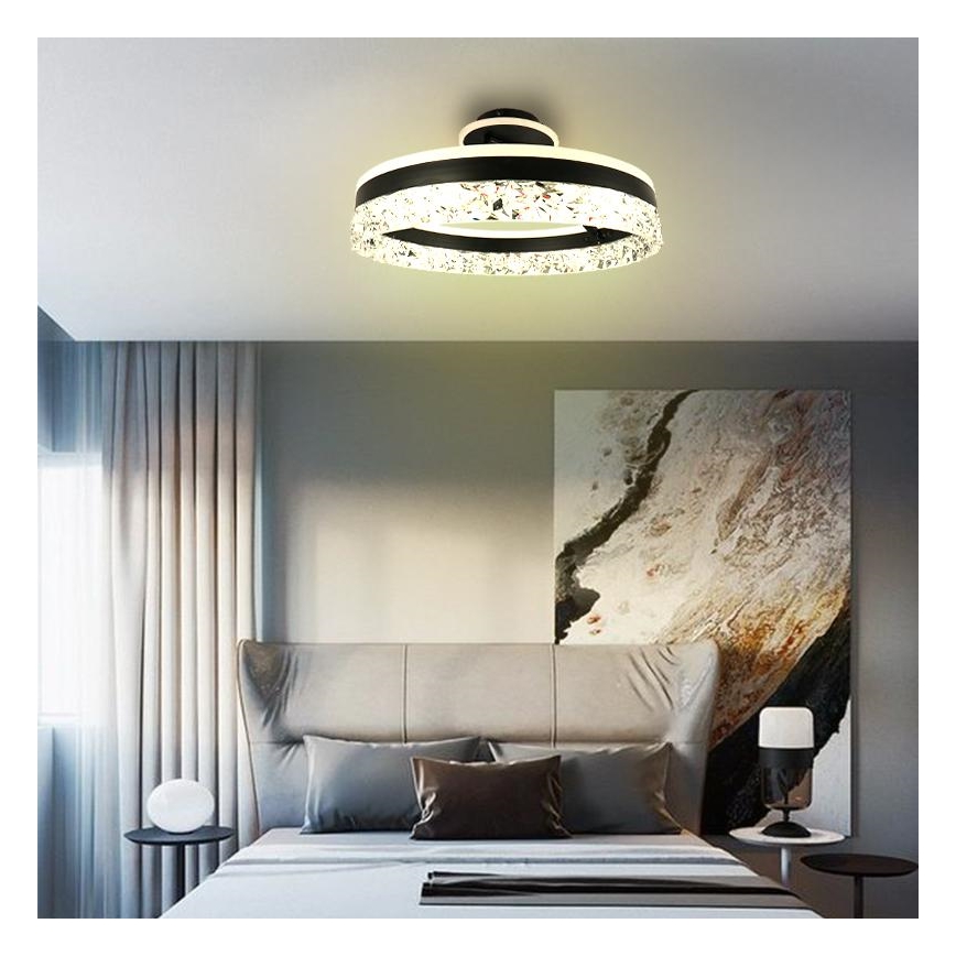 LED Stmívatelný přisazený lustr LED/86W/230V 3000-6500K černá + dálkové ovládání