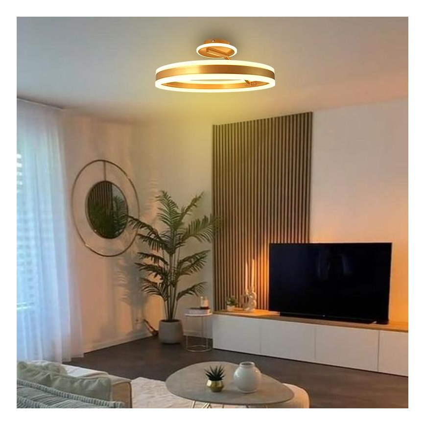 LED Stmívatelný přisazený lustr LED/86W/230V 3000-6500K zlatá + dálkové ovládání