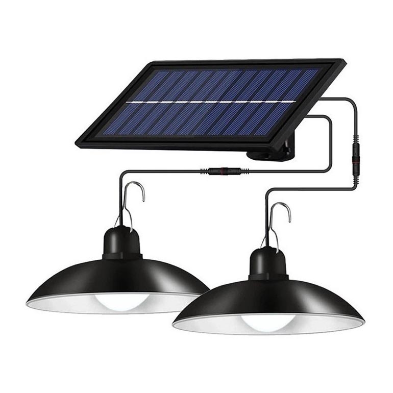 LED Stmívatelný solární lustr na lanku 2xLED/1,8W/3,7V IP44 6500K 1200 mAh + dálkové ovládání