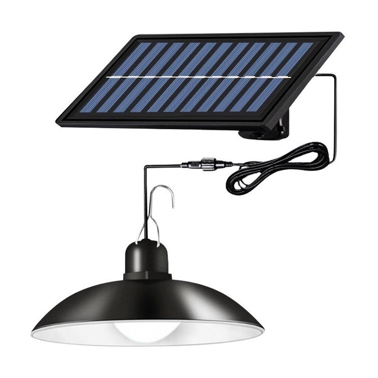 LED Stmívatelný solární lustr na lanku LED/1,8W/3,7V IP44 6500K 1600 mAh + dálkové ovládání