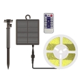 LED Stmívatelný solární pásek LED/1,2W/3,7V 3000K IP67 1500 mAh 5m + dálkové ovládání