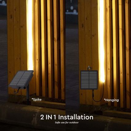 LED Stmívatelný solární pásek LED/1,2W/3,7V 3000K IP67 1500 mAh 5m + dálkové ovládání
