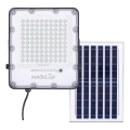LED Stmívatelný solární reflektor LED/100W/3,2V 4500K IP65 černá + dálkové ovládání