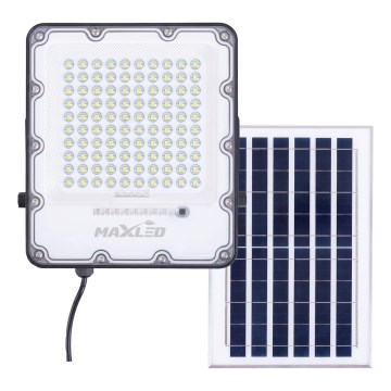 LED Stmívatelný solární reflektor LED/100W/3,2V 4500K IP65 černá + dálkové ovládání
