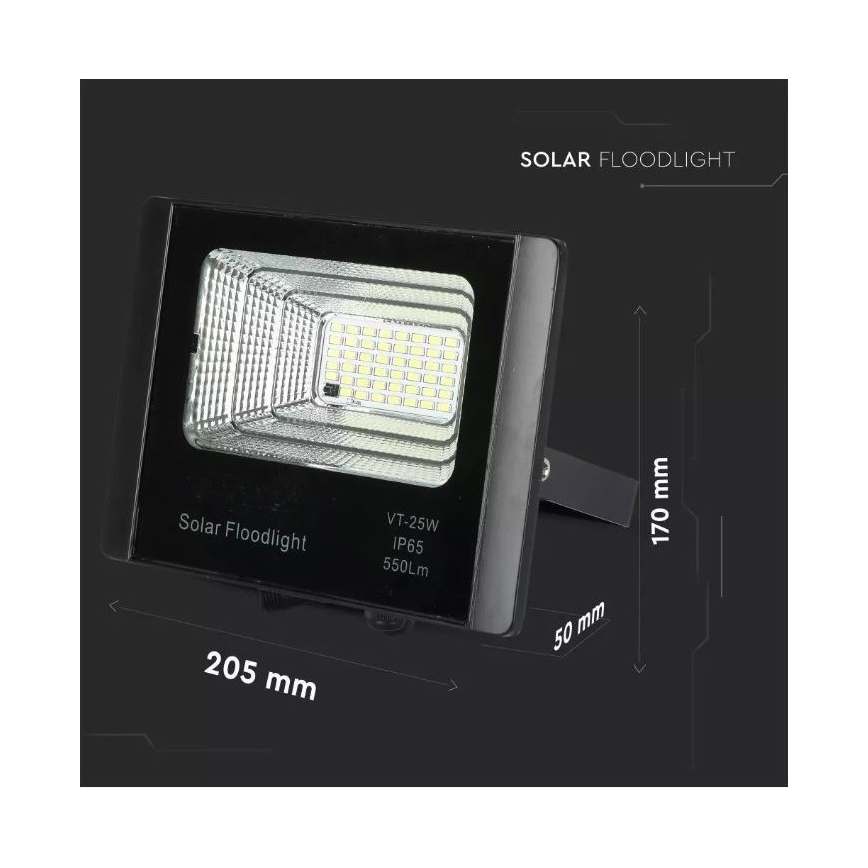 LED Stmívatelný solární reflektor LED/12W/3,2V 4000K IP65 + dálkové ovládání