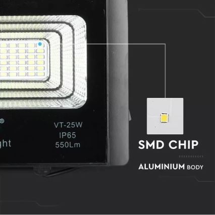 LED Stmívatelný solární reflektor LED/12W/3,2V 6000K IP65 + dálkové ovládání