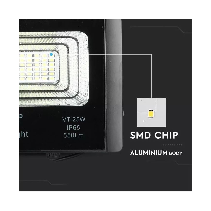 LED Stmívatelný solární reflektor LED/12W/3,2V 6000K IP65 5000 mAh + dálkové ovládání