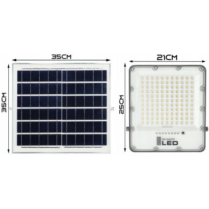 LED Stmívatelný solární reflektor LED/150W/3,2V 5000K 15000 mAh IP65 černá + dálkové ovládání