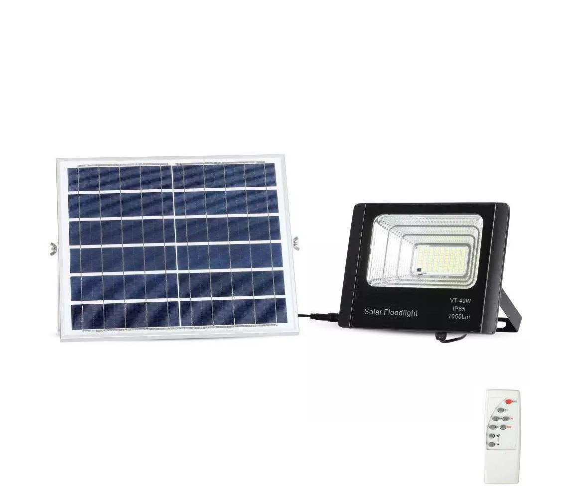 V-Tac LED Stmívatelný solární reflektor LED/16W/3,2V 4000K IP65 + dálkové ovládání VT0734