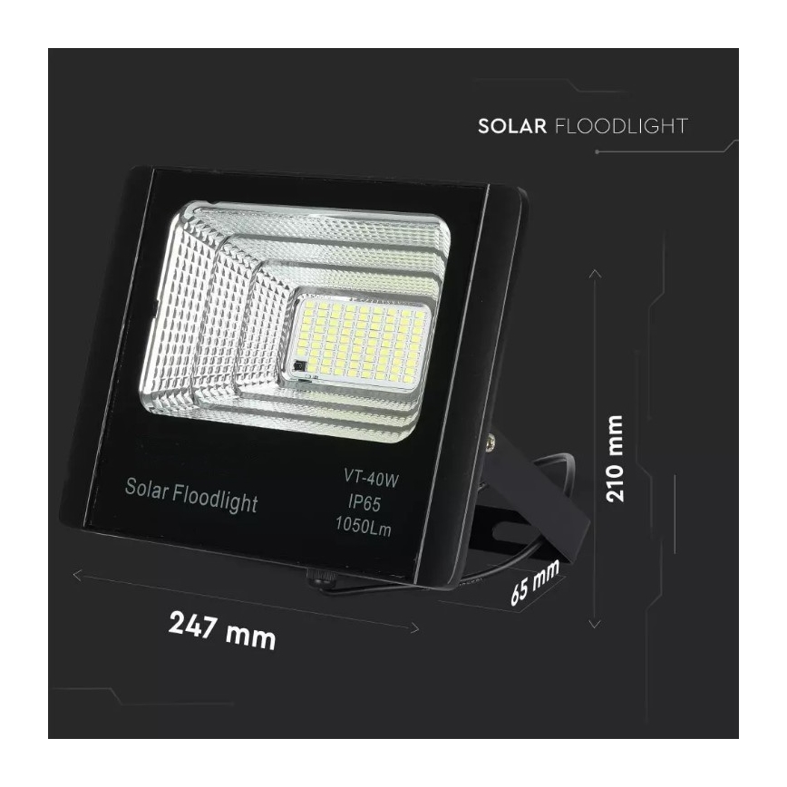 LED Stmívatelný solární reflektor LED/16W/3,2V 4000K IP65 10000 mAh + dálkové ovládání