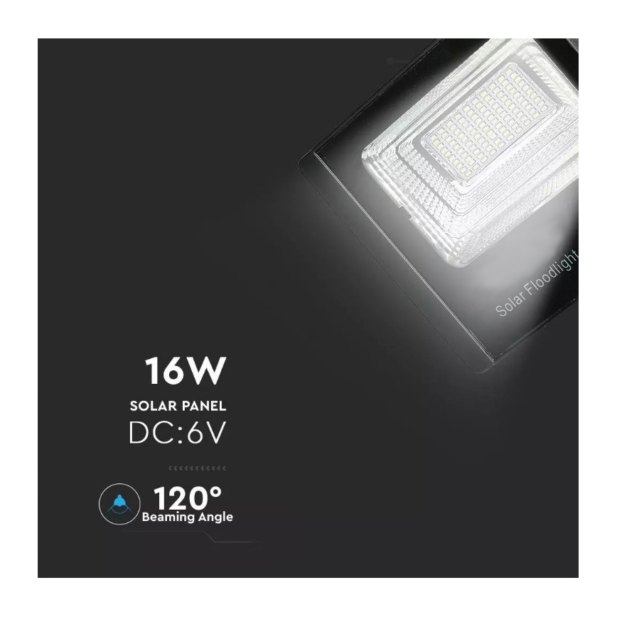 LED Stmívatelný solární reflektor LED/16W/3,2V 4000K IP65 10000 mAh + dálkové ovládání