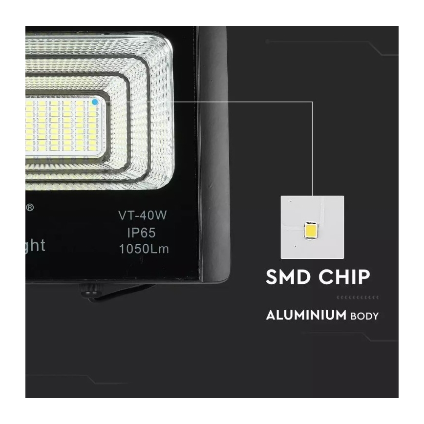 LED Stmívatelný solární reflektor LED/16W/3,2V 4000K IP65 10000 mAh + dálkové ovládání