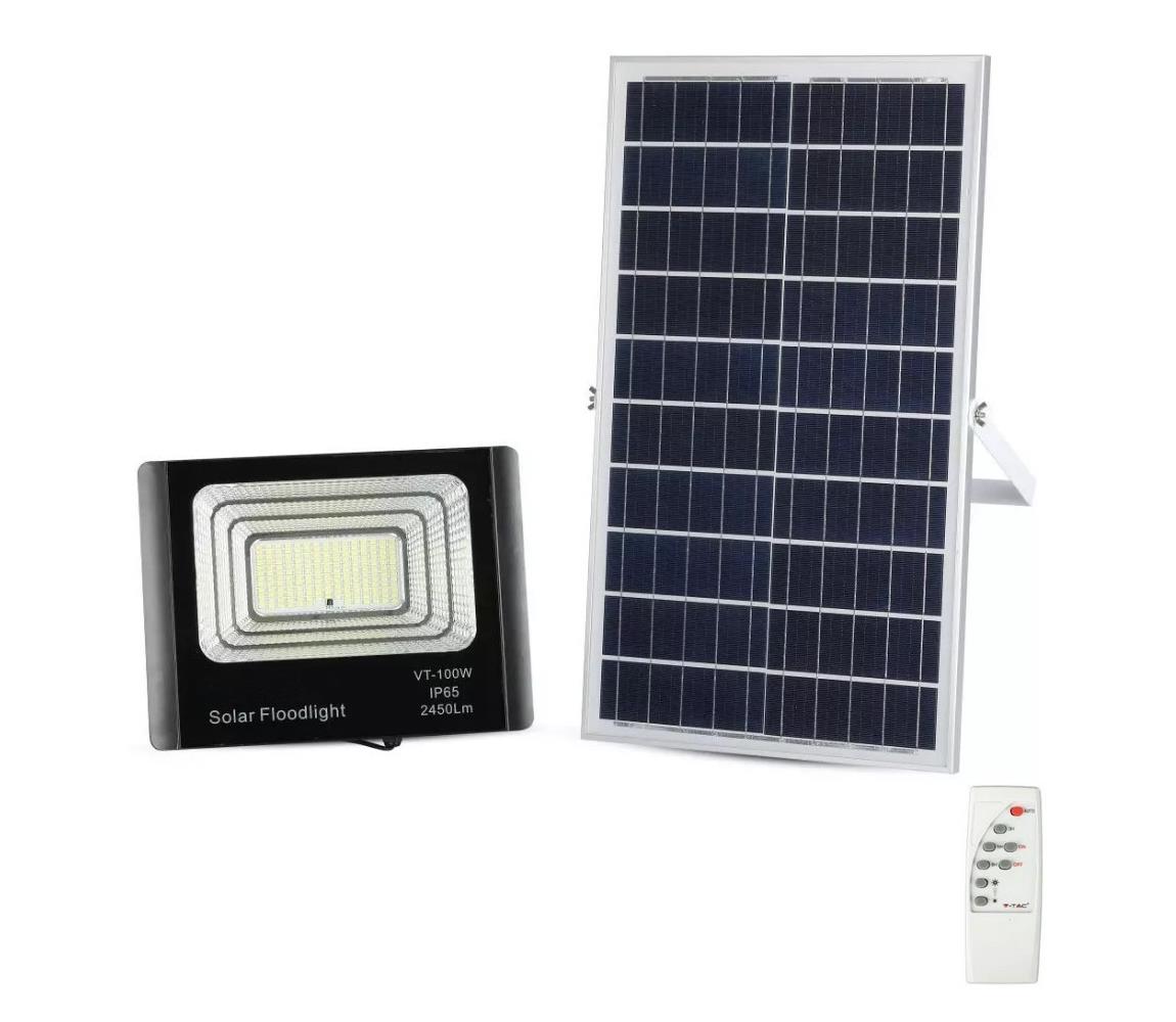 V-Tac LED Stmívatelný solární reflektor LED/35W/10V 4000K IP65 + dálkové ovládání VT0815