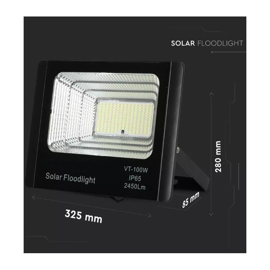LED Stmívatelný solární reflektor LED/35W/10V 6000K IP65 + dálkové ovládání
