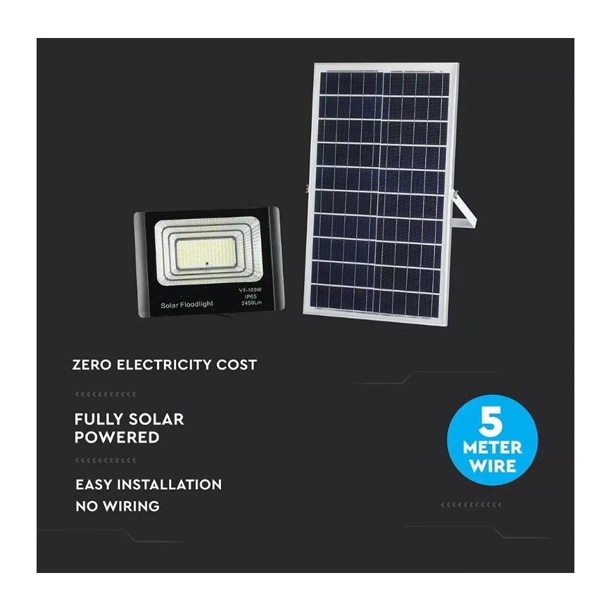 LED Stmívatelný solární reflektor LED/35W/10V 6000K IP65 + dálkové ovládání