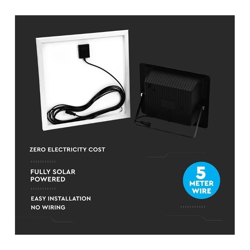 LED Stmívatelný solární reflektor LED/40W/10V 4000K IP65 + dálkové ovládání