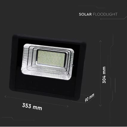 LED Stmívatelný solární reflektor LED/40W/10V 4000K IP65 + dálkové ovládání