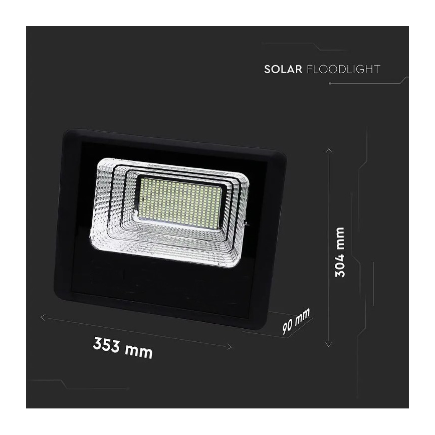 LED Stmívatelný solární reflektor LED/40W/10V 4000K IP65 + dálkové ovládání