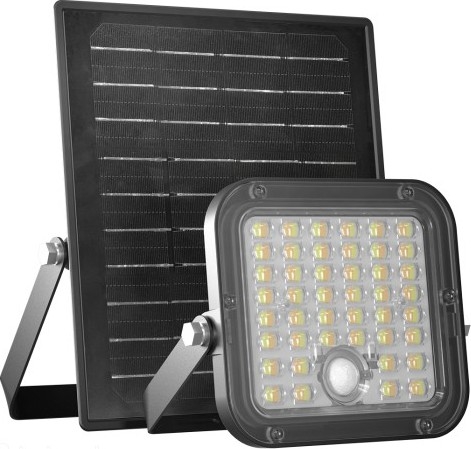 LED Stmívatelný solární reflektor se senzorem LED/10W/3,7V 3000/4000K IP65 3600 mAh + dálkové ovládání