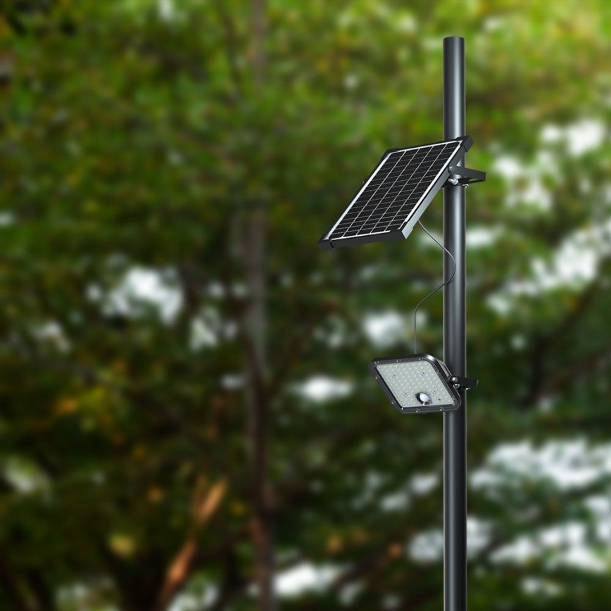 LED Stmívatelný solární reflektor se senzorem LED/10W/3,7V 4000/6000K IP65 + dálkové ovládání