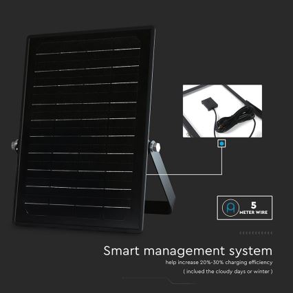 LED Stmívatelný solární reflektor se senzorem LED/10W/3,7V 4000/6000K IP65 + dálkové ovládání
