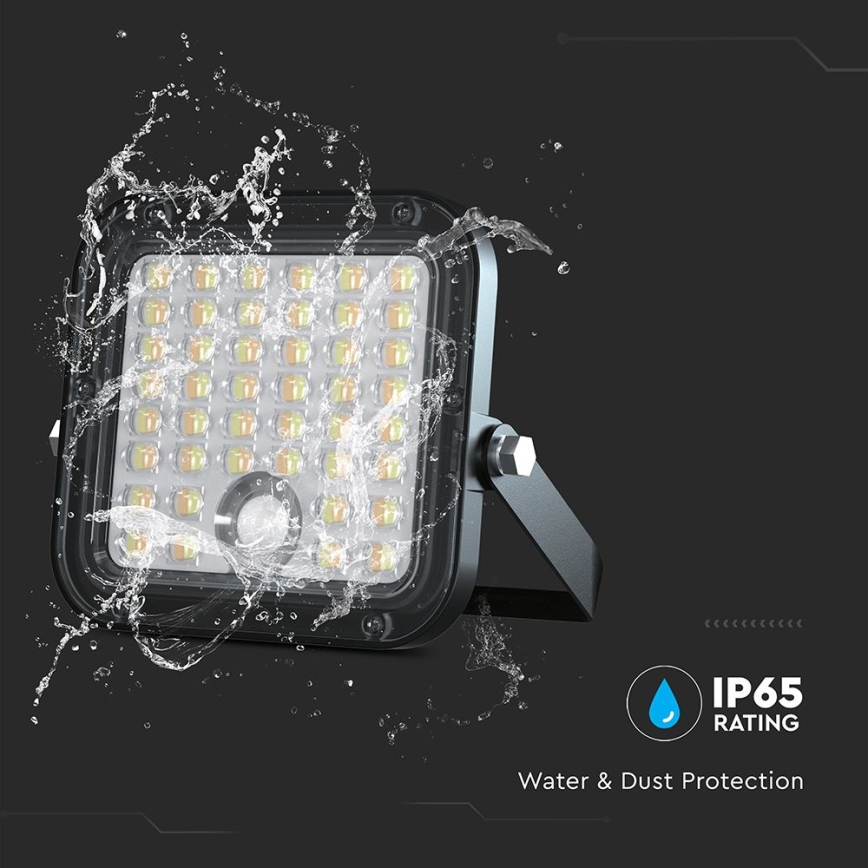 LED Stmívatelný solární reflektor se senzorem LED/10W/3,7V 4000/6000K IP65 + dálkové ovládání