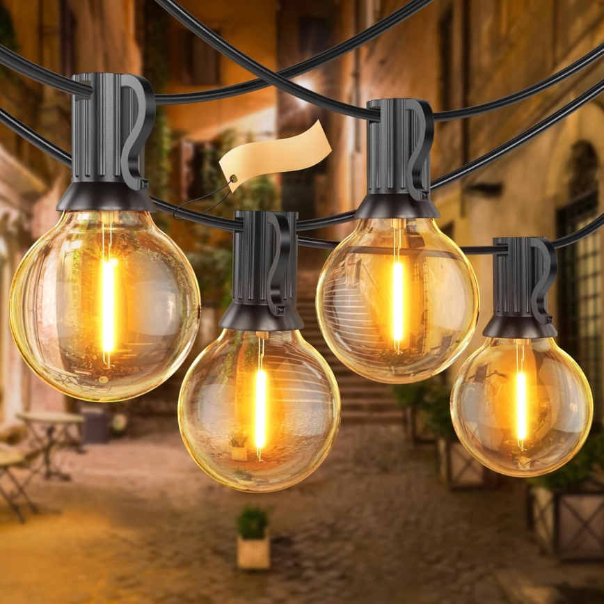 LED Stmívatelný venkovní dekorační řetěz 25xE12/1W/24/230V 17,5 m IP65 černá + dálkové ovládání