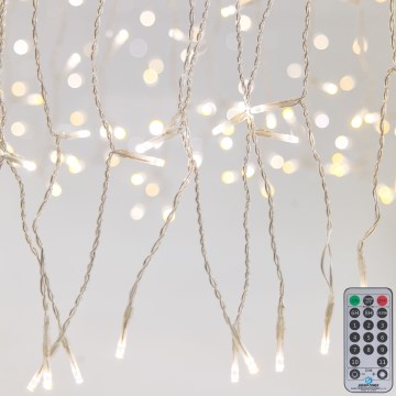 LED Stmívatelný venkovní vánoční závěs CURTAIN 360xLED/8,4W/230V 2x2 m IP44 teplá bílá + dálkové ovládání
