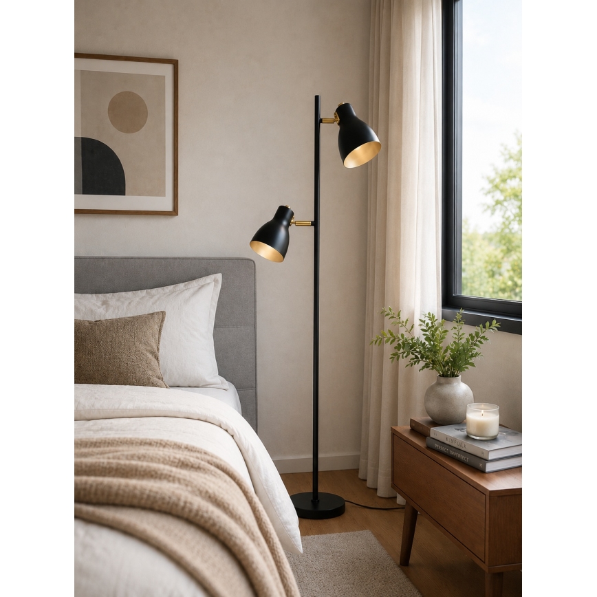 LED Stojací lampa 2xE27/7W/230V 2700K černá