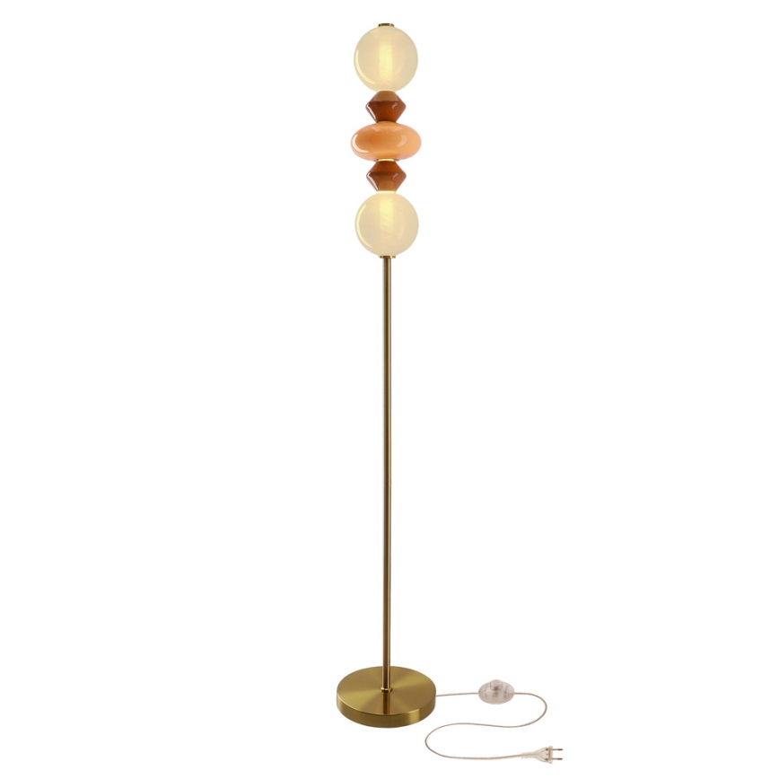 LED Stojací lampa FLORES LED/15W/230V zlatá/oranžová/hnědá