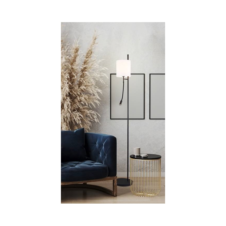 LED Stojací lampa TOKYO 1xE27/40W/230V + LED/3W černá/bílá