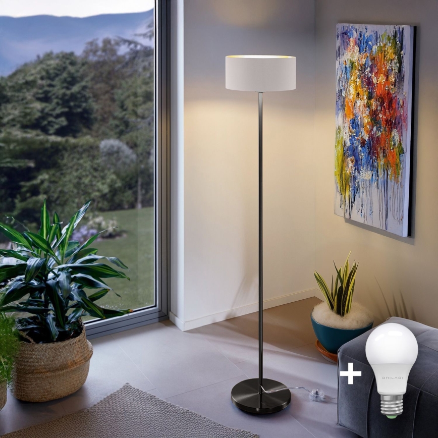 LED Stojací lampa TUNJA 1xE27/20W/230V pr. 30 cm černá/bílá