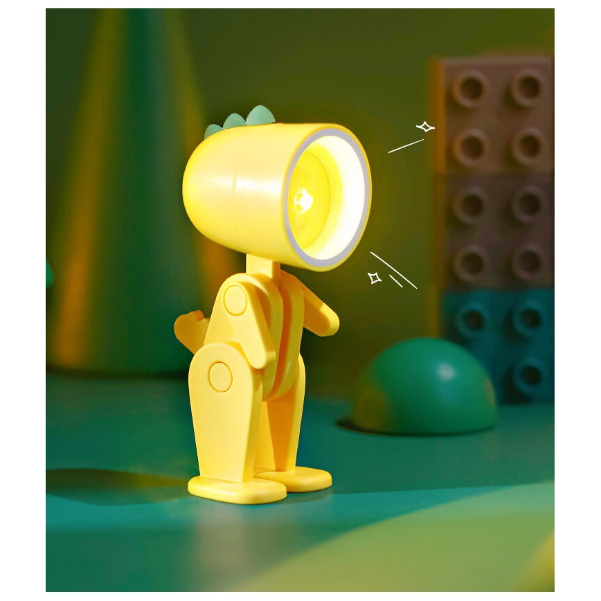 LED Stolní lampa LED/0,06W/3xLR41 dinosaurus žlutá