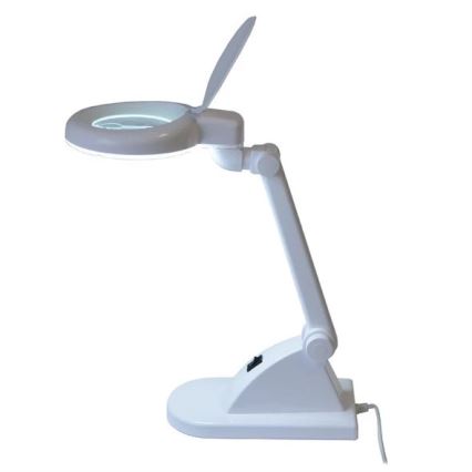 LED Stolní lampa s lupou LED/6W/230V bílá